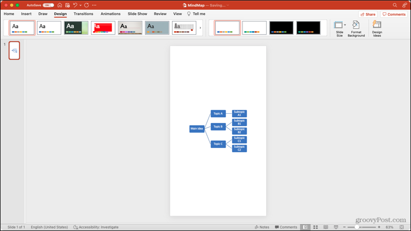 Orientación vertical de la diapositiva en PowerPoint en Mac