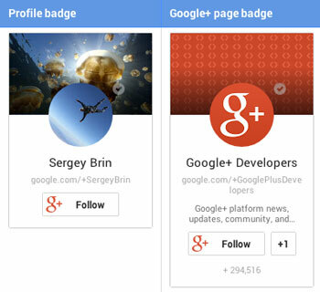 insignias de página de perfil de g +