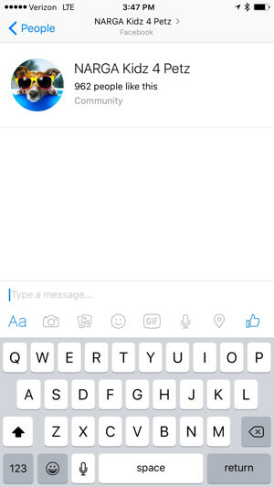 pantalla de la aplicación facebook messenger