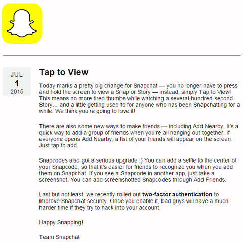 cambios en los comentarios de los clientes de Snapchat