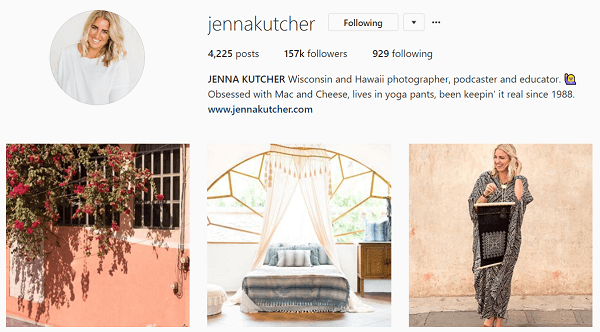 Jenna piensa en su cuenta de Instagram como una revista.