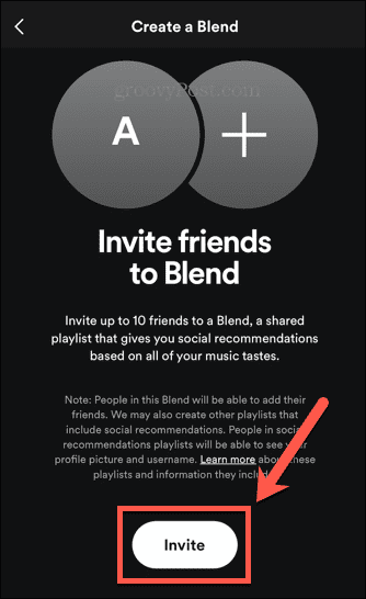 boton de invitacion de spotify