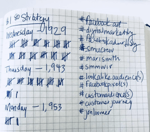 Cómo hacer crecer estratégicamente tu seguimiento de Instagram, ejemplo de seguimiento diario con hashtags de la estrategia de $ 1,80