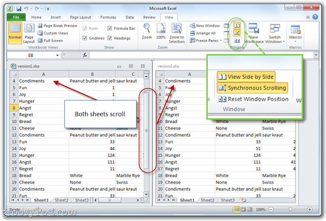 desplazamiento sincronizado con ms office 2010 excel