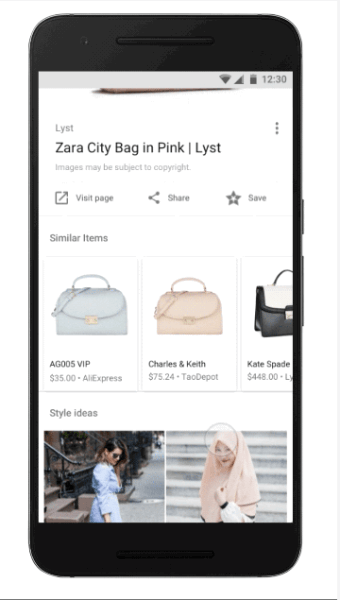 Google introdujo dos nuevas funciones, Ideas de estilo y Artículos similares, en la aplicación de Google para Android y en la web móvil para búsquedas de imágenes de moda.