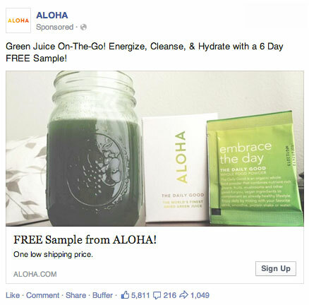 anuncio de generación de leads de facebook aloha