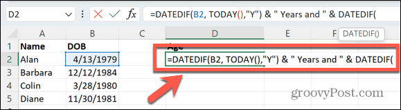 formula de excel años y meses