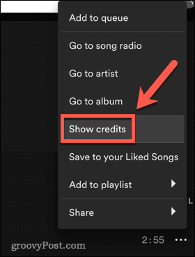 spotify mostrar creditos