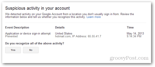 actividad sospechosa de gmail en su cuenta