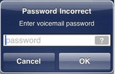 Error de iPhone MEssage "Contraseña incorrecta ingrese la contraseña del correo de voz"