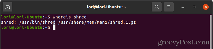 Ejecute el comando whereis shred en Linux