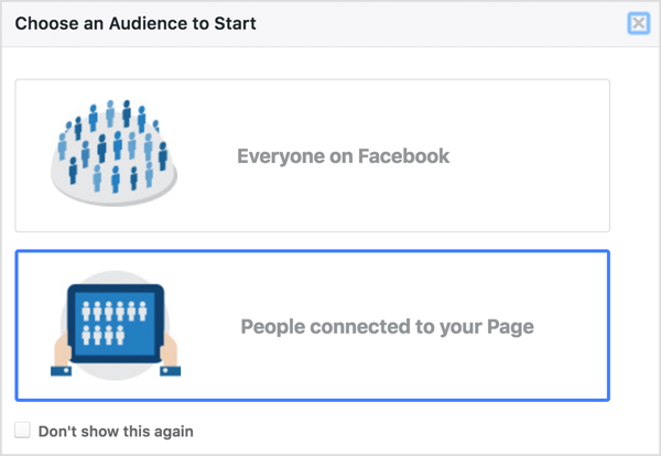 Seleccione Personas conectadas a su página en Facebook Audience Insights.