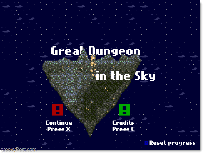 Menú principal de Great Dungeon In The Sky