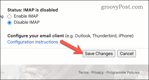 Guardar cambios de Gmail