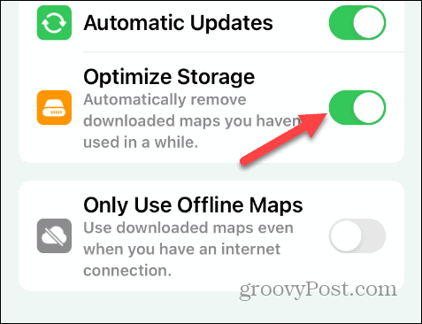 optimizar el almacenamiento de mapas sin conexión