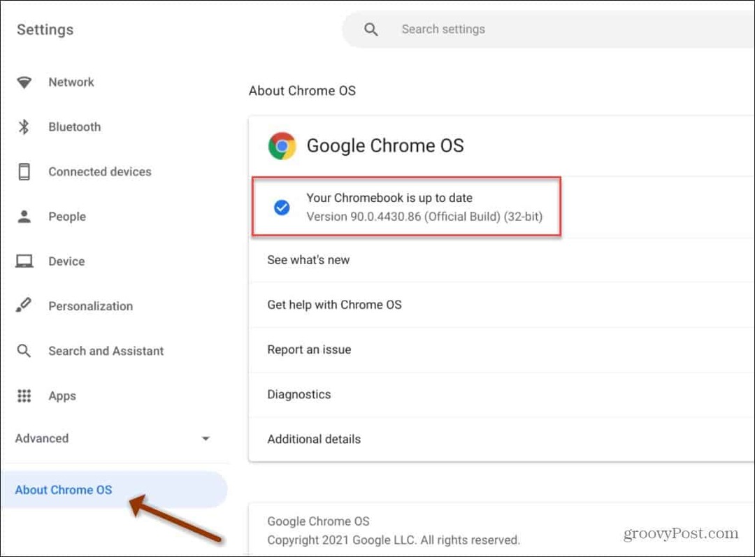 acerca de Chrome OS versión 90