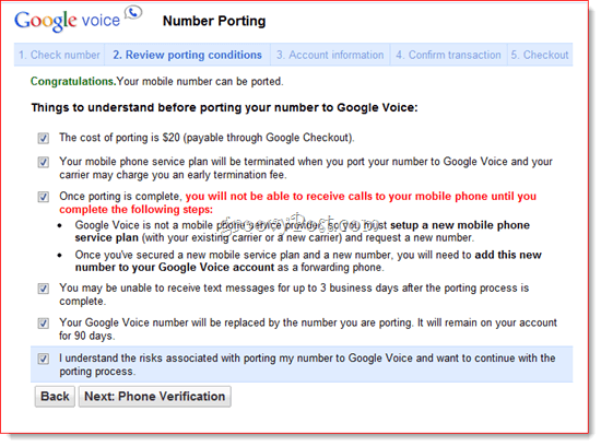 Portar número existente a Google Voice