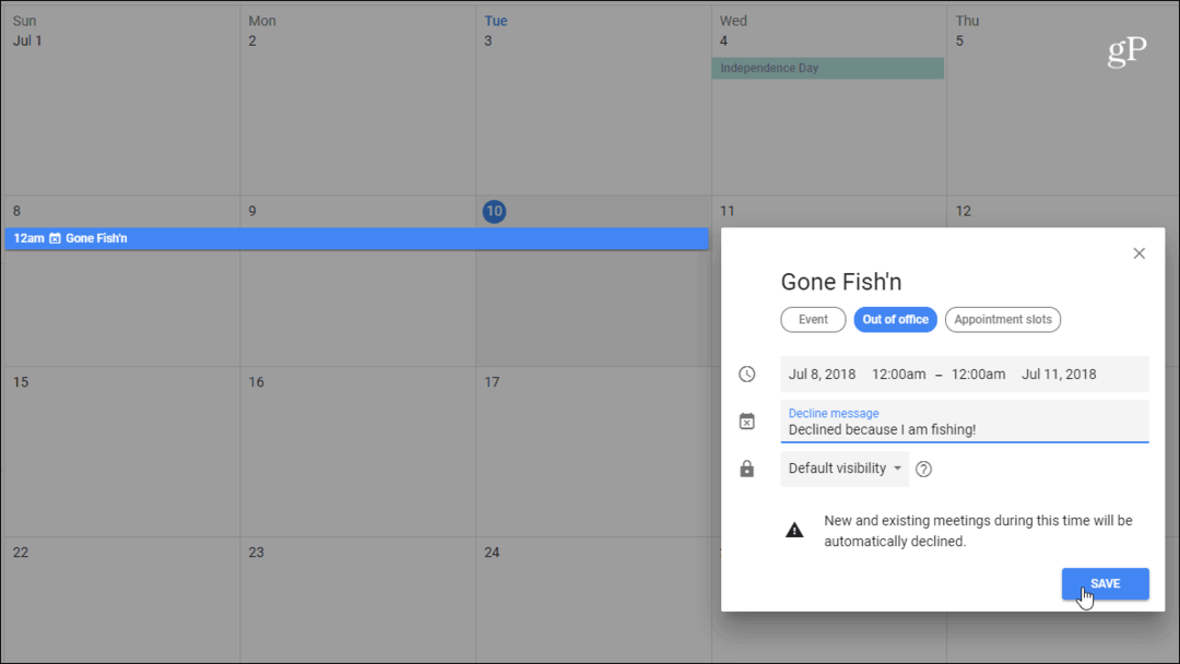 Cómo usar el modo Fuera de la oficina con Google Calendar