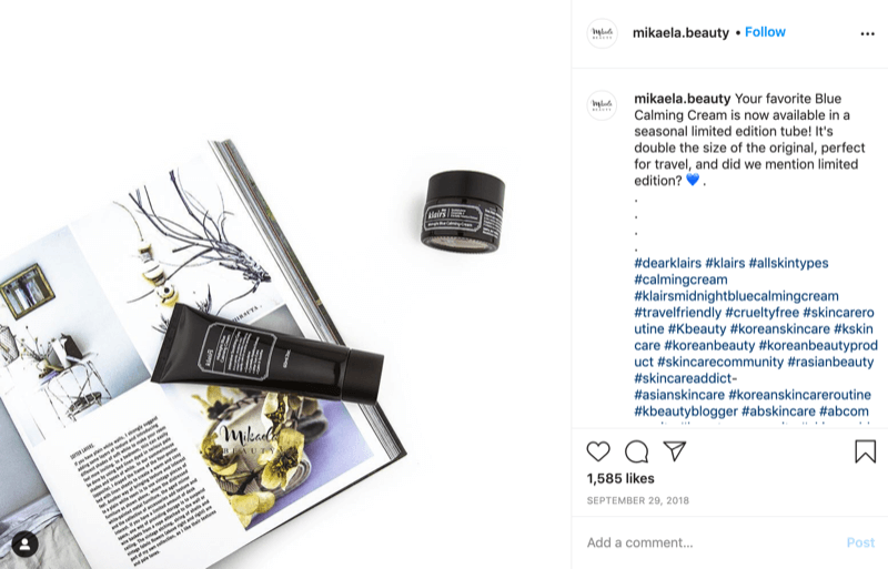 ejemplo de un regalo de temporada @ mikaela.beauty encontrado y compartido a través de una publicación de Instagram que señala un artículo de entrada limitado
