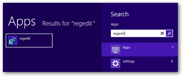 aplicaciones de Windows 8 regedit