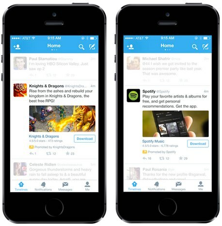 suite de promoción de aplicaciones móviles de twitter