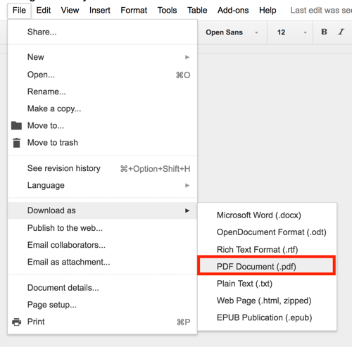 Google Drive te permite exportar cualquier documento como PDF.