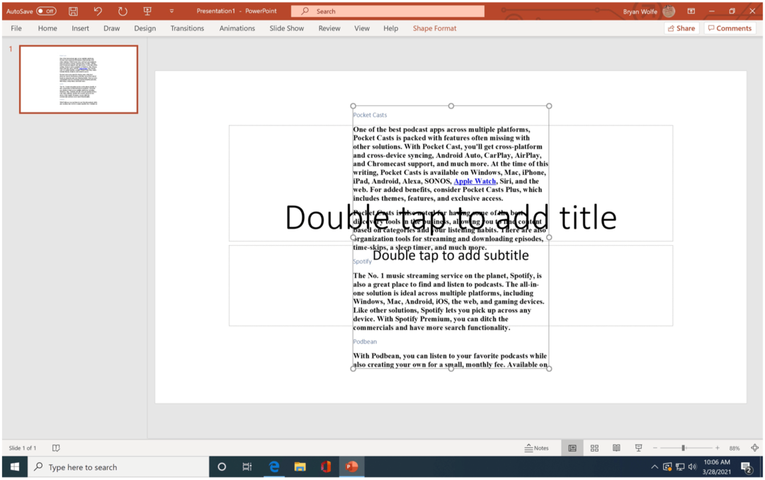Ejemplo de importación de Microsoft PowerPoint