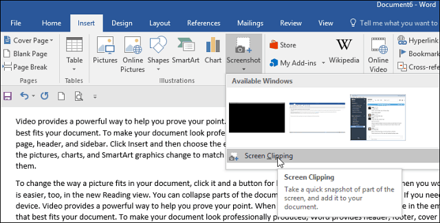 Cómo tomar una captura de pantalla en Office e insertarla en un documento