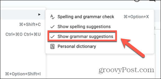 Mostrar sugerencias ortográficas desactivadas es una causa común de que el corrector ortográfico de Google Docs no funcione
