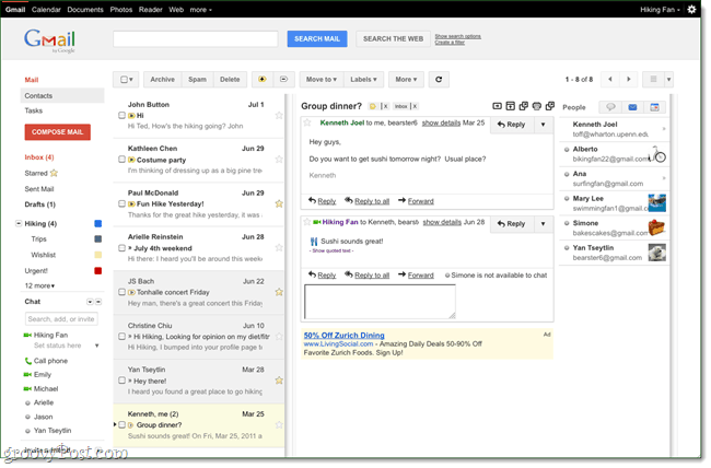 Gmail Labs: un nuevo panel de lectura, al igual que Outlook