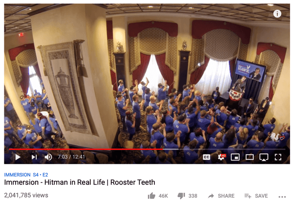 Ejemplo de participación de superfan de Rooster Teeth en YouTube.