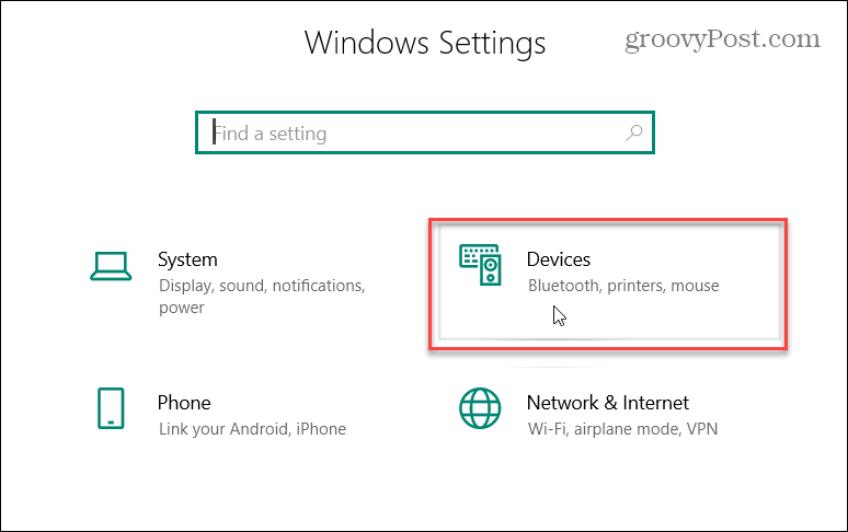 Dispositivos de configuración de Windows 10