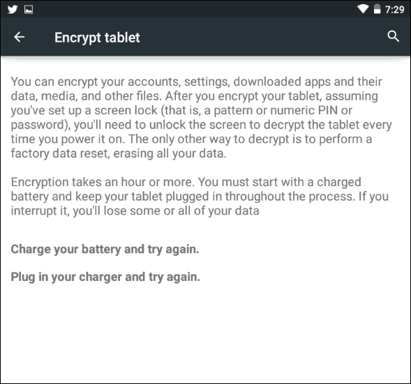 Requisitos de energía de actualización de Android 5