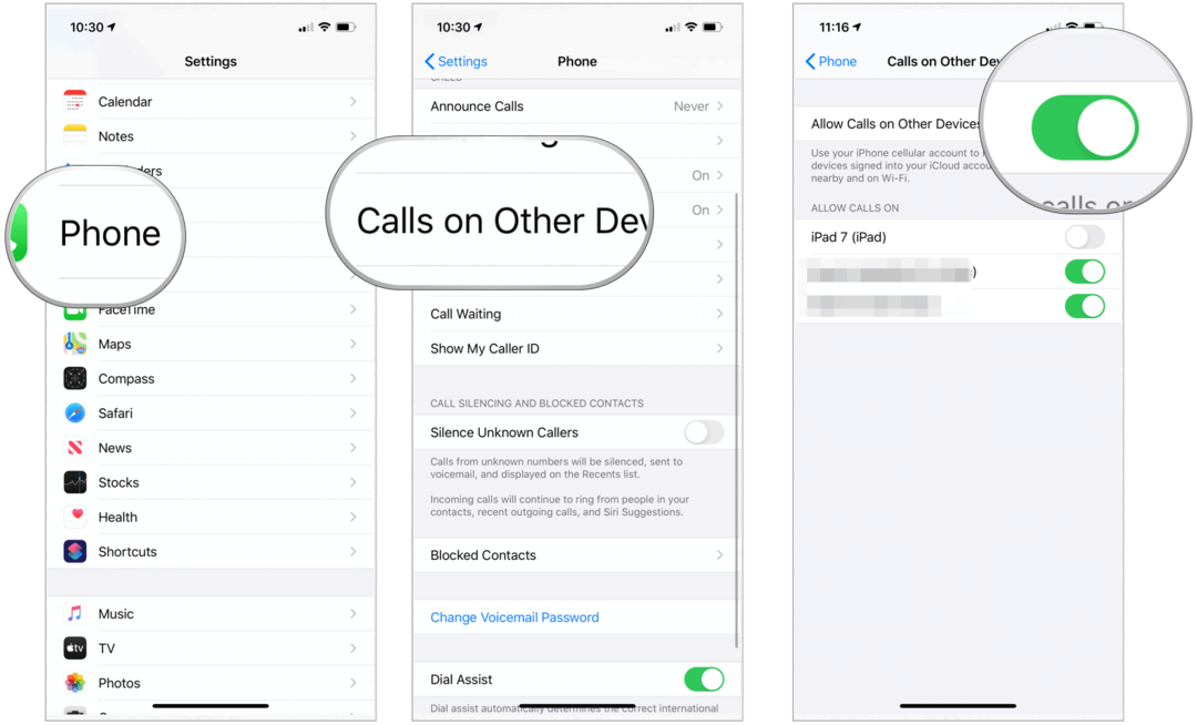 iPhone establece llamadas en otros dispositivos
