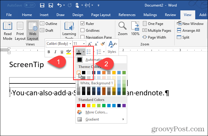 Cambiar el color del número de nota final en Word