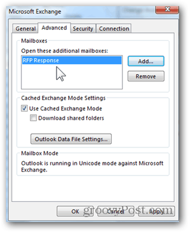Agregar buzón Outlook 2013 - Haga clic en Aceptar para guardar
