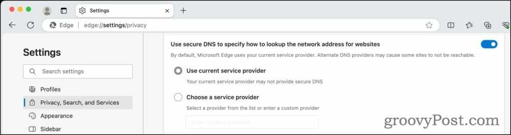 Configuración de DNS cifrada en Microsoft Edge