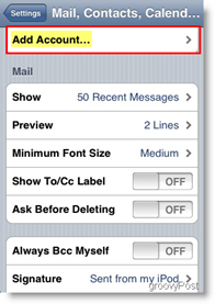 Apple iPhone y iPod Touch Agregar cuenta de correo