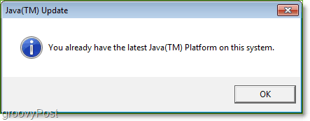 Captura de pantalla: Windows 7 Java Update Check Complete Jucheck.exe
