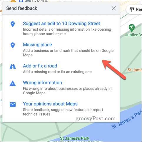 Proporcionar comentarios de Google Maps