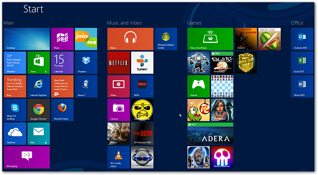 Agregar filas de aplicaciones de la pantalla de inicio de Windows 8