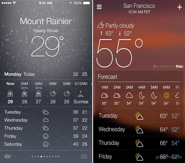 Aplicaciones meteorológicas de Yahoo e iOS 7