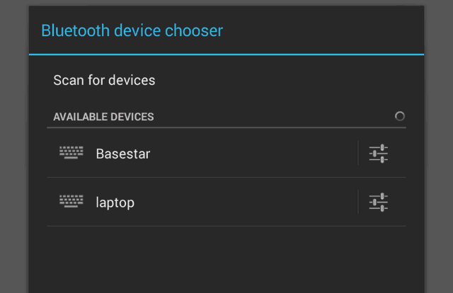 Selector de dispositivo Android Bluetooth
