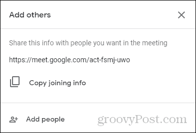 Google Meet información de unión unirse