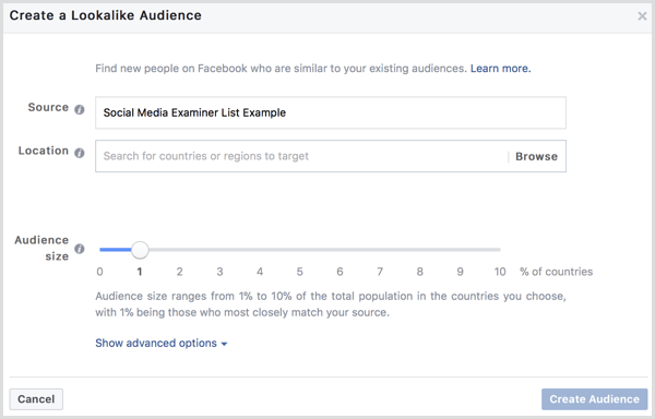 Facebook crea una audiencia similar