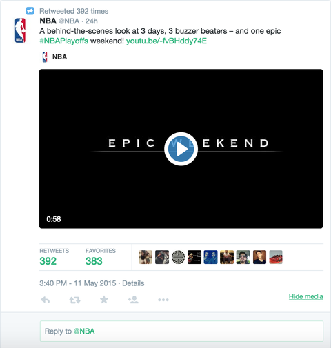 tweet de la nba con video de youtube