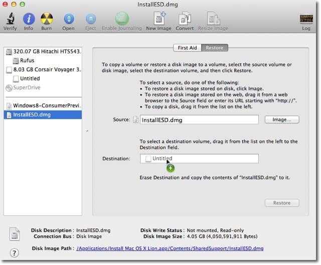 Apple OS X Lion: cómo crear una imagen de disco de arranque