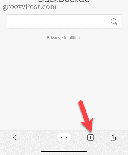Toque el icono de pestaña en Edge para iOS