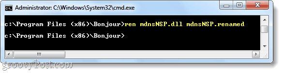 cambie el nombre de mdnsnsp.dll para evitar que bonjour se cargue