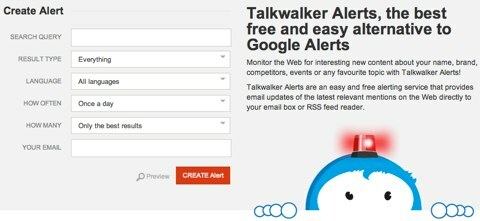 página de alerta de talkwalker